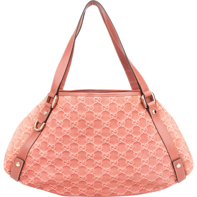 Gucci Suede Monogram Abbey Handbag
