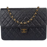 Chanel Quilted Lambskin 24K Gold Single Flap Shoulder Bag