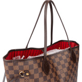 Louis Vuitton Damier Ebene Monogram Neverfull MM Shopper Handbag