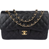 Chanel Quilted Caviar Leather Jumbo Double Flap Crossbody Bag