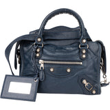 Balenciaga Blue Leather Mini City Handbag