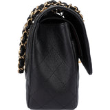 Chanel Quilted Caviar Leather Jumbo Double Flap Crossbody Bag