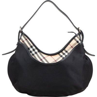 Burberry Nova-Check Monogram Hobo Shoulder Bag