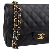 Chanel Quilted Caviar Leather Jumbo Double Flap Crossbody Bag