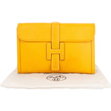 Hermès Yellow Courchevel Leather Jige Clutch