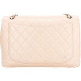 Chanel Quilted Caviar Leather Palladium Jumbo Single Flap Crossbody Bag