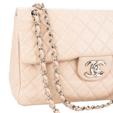 Chanel Quilted Caviar Leather Palladium Jumbo Single Flap Crossbody Bag