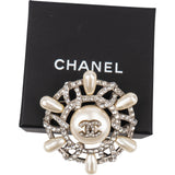 Chanel Crystal Pearl Snowflake Brooch