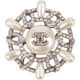 Chanel Crystal Pearl Snowflake Brooch