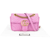 Gucci Pink Leather Chevron Marmont Crossbody Bag