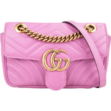 Gucci Pink Leather Chevron Marmont Crossbody Bag