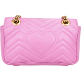 Gucci Pink Leather Chevron Marmont Crossbody Bag