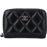 Chanel Quilted Lambskin Palladium Coin Wallet