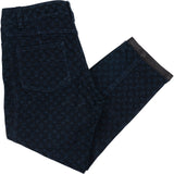 Louis Vuitton Navy Cotton Monogram Mini Lin Denim Leather Ends Woman Pants (FR40)