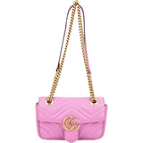 Gucci Pink Leather Chevron Marmont Crossbody Bag