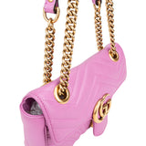 Gucci Pink Leather Chevron Marmont Crossbody Bag