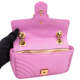Gucci Pink Leather Chevron Marmont Crossbody Bag