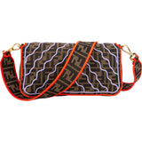 Fendi Limited FF Monogram Embroidered Baguette Crossbody Bag