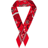 Hermès Rouge Leopards Print Silk Twilly Scarf