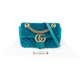Gucci Blue Velvet GG Marmont Crossbody Bag