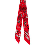 Hermès Rouge Leopards Print Silk Twilly Scarf