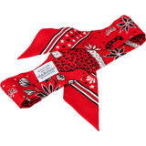 Hermès Rouge Leopards Print Silk Twilly Scarf