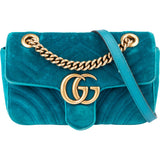 Gucci Blue Velvet GG Marmont Crossbody Bag