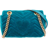 Gucci Blue Velvet GG Marmont Crossbody Bag