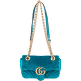 Gucci Blue Velvet GG Marmont Crossbody Bag