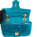 Gucci Blue Velvet GG Marmont Crossbody Bag