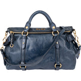 Miu Miu Blue Leather City Handbag