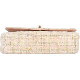 Chanel Quilted Tweed 24K Gold Medium Double Flap Crossbody Bag
