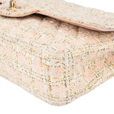 Chanel Quilted Tweed 24K Gold Medium Double Flap Crossbody Bag