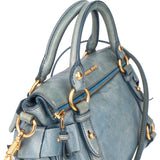 Miu Miu Blue Leather City Handbag