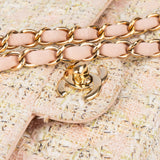 Chanel Quilted Tweed 24K Gold Medium Double Flap Crossbody Bag