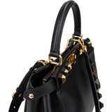 Fendi Noir Leather Gold Edition Spikes Peekaboo Handbag