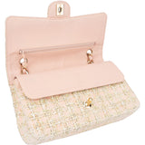 Chanel Quilted Tweed 24K Gold Medium Double Flap Crossbody Bag