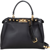 Fendi Noir Leather Gold Edition Spikes Peekaboo Handbag