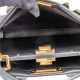 Fendi Noir Leather Gold Edition Spikes Peekaboo Handbag