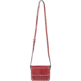 Valentino Garavani Red Leather Spikes Rockstud Crossbody Bag