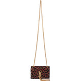 Saint Laurent Leopard Print Pompon Kate Crossbody Bag