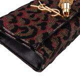 Saint Laurent Leopard Print Pompon Kate Crossbody Bag