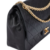 Chanel Quilted Lambskin 24K Gold Double Flap Shoulder Bag