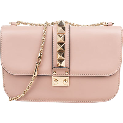 Valentino Garavani Calfskin Leather Rockstud Glam Lock Crossbody Bag