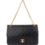 Chanel Quilted Lambskin 24K Gold Double Flap Shoulder Bag