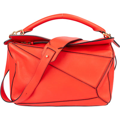 Loewe Red Leather Puzzle Handbag