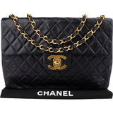 Chanel Quilted Lambskin 24K Gold Maxi Single Flap Crossbody Bag