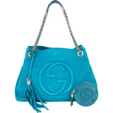 Gucci Blue Suede Soho Crossbody Bag