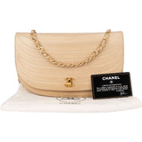 Chanel Stitching Lambskin 24K Gold Halfmoon Single Flap Shoulder Bag