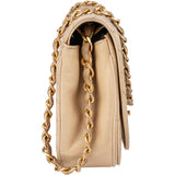 Chanel Stitching Lambskin 24K Gold Halfmoon Single Flap Shoulder Bag